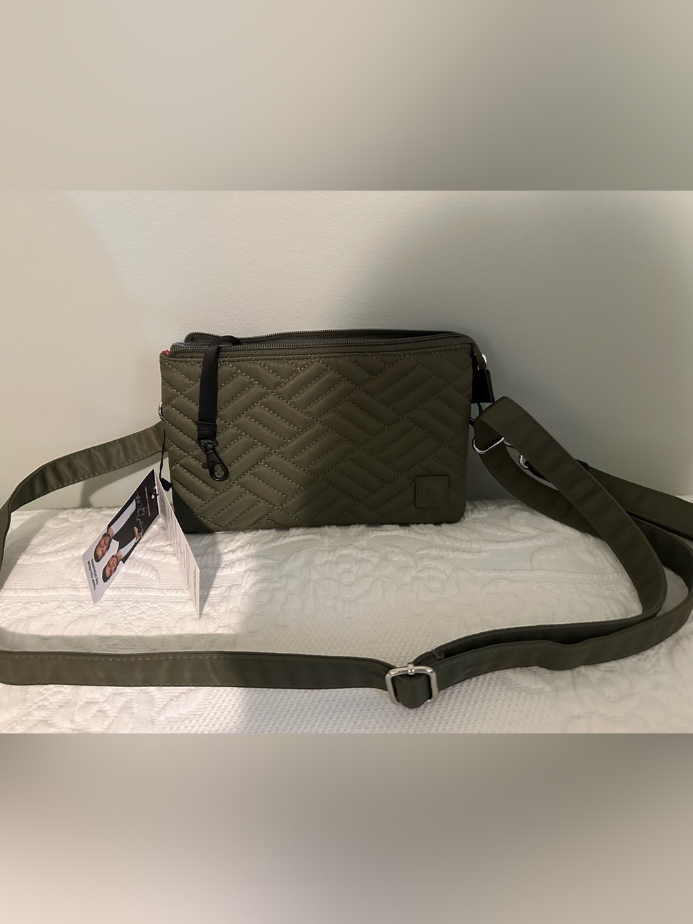 Quilted Olive Crossbody Bag - Women’s